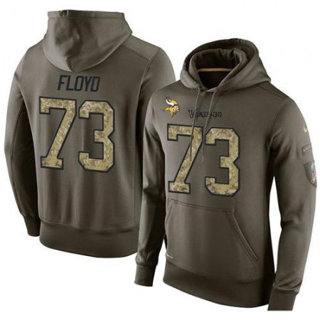 NFL Men's Nike Minnesota Vikings #73 Sharrif Floyd Stitched Green Olive Salute To Service KO Performance Hoodie