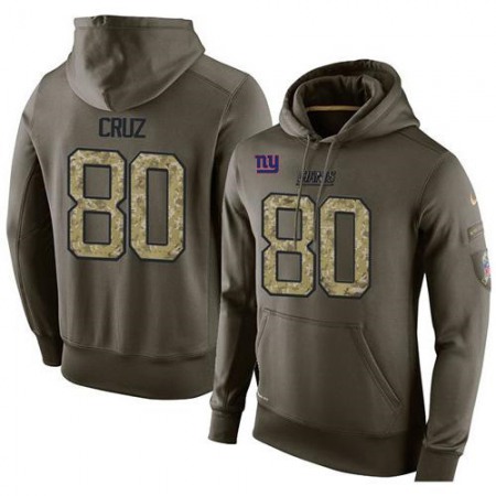 NFL Men's Nike New York Giants #80 Victor Cruz Stitched Green Olive Salute To Service KO Performance Hoodie