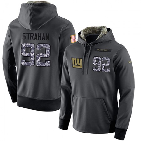 NFL Men's Nike New York Giants #92 Michael Strahan Stitched Black Anthracite Salute to Service Player Performance Hoodie