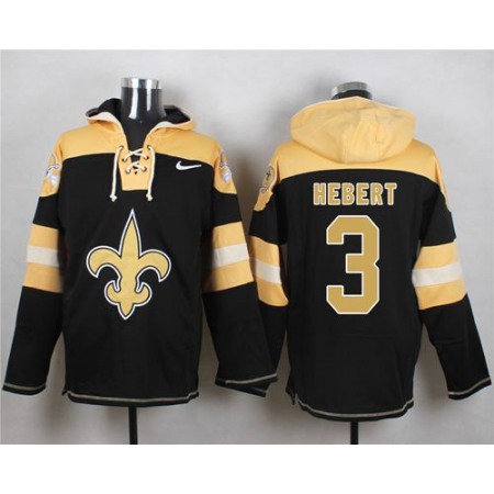 Nike Saints #3 Bobby Hebert Black Player Pullover NFL Hoodie