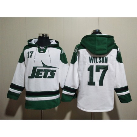 Men's New York Jets #17 Garrett Wilson White Ageless Must-Have Lace-Up Pullover Hoodie