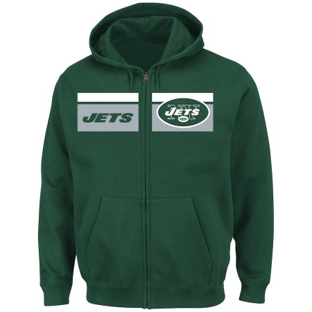 Men's New York Jets Green Majestic Touchback Full-Zip NFL Hoodie