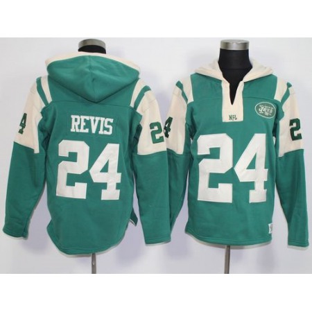 New York Jets #24 Darrelle Revis Green Player Winning Method Pullover NFL Hoodie