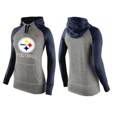 Women's Nike Pittsburgh Steelers Performance Hoodie Grey & Dark Blue_1