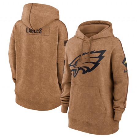 Women's Philadelphia Eagles 2023 Brown Salute to Service Pullover Hoodie(Run Small)