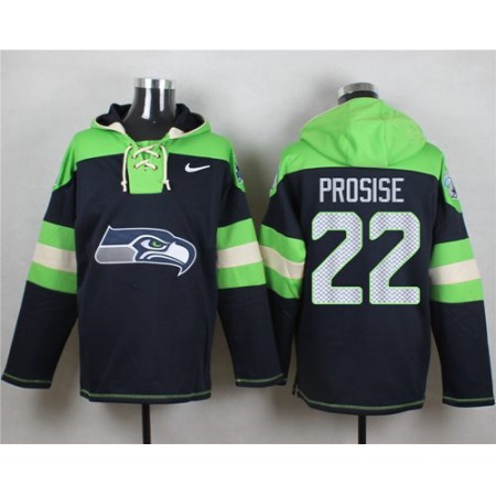 Nike Seahawks #22 C. J. Prosise Navy Blue Player Pullover NFL Hoodie