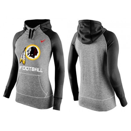 Women's Nike Washington Redskins Performance Hoodie Grey & Black_1