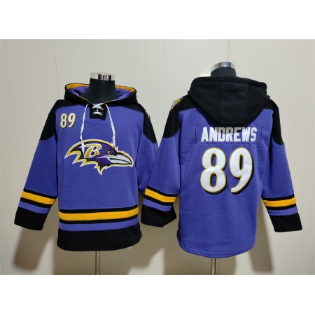 Men's Baltimore Ravens #89 Mark Andrews Ageless Must-Have Lace-Up Pullover Hoodie