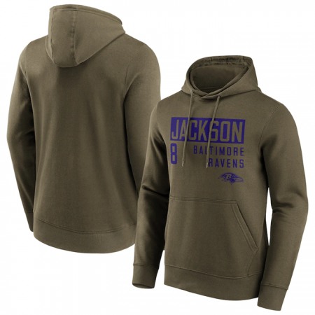 Men's Baltimore Ravens #8 Lamar Jackson Fashion Name & Number Hoodie