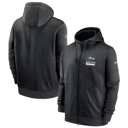 Men's Baltimore Ravens Black Sideline Impact Lockup Performance Full-Zip Hoodie