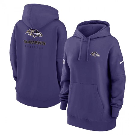 Women's Baltimore Ravens Purple Sideline Club Fleece Pullover Hoodie(Run Small)