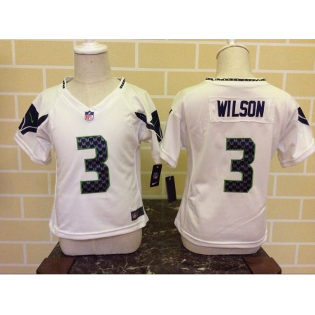 Toddler Nike Seattle Seahawks #3 Russell Wilson White Stitched NFL Jersey