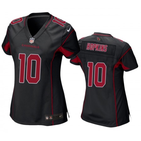 Women's Arizona Cardinals #10 DeAndre Hopkins Black Color Rush Stitched Jersey(Run Small)