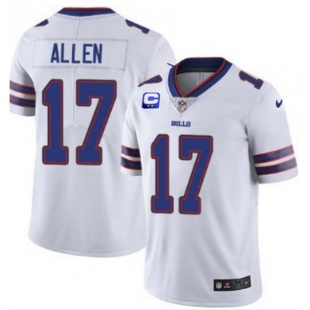 Women's Buffalo Bills #17 Josh Allen White With C Patch Stitched Jersey(Run Small)