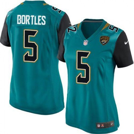 Nike Jaguars #5 Blake Bortles Teal Green Team Color Women's Stitched NFL Elite Jersey