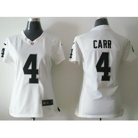 Nike Raiders #4 Derek Carr White Women's Stitched NFL Elite Jersey