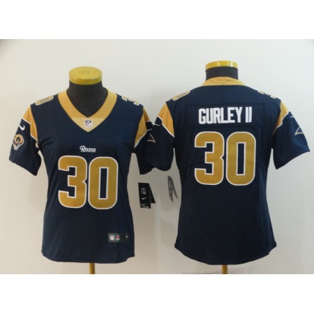 Women's Los Angeles Rams #30 Todd Gurley II Navy Vapor Untouchable Limited NFL Stitched Jersey