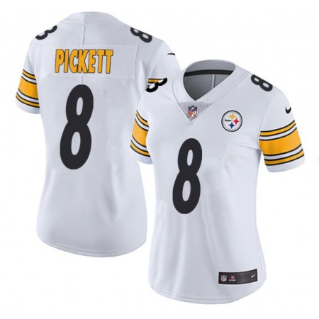 Women's Pittsburgh Steelers #8 Kenny Pickett White Vapor Untouchable Limited Stitched Jersey(Run Small)
