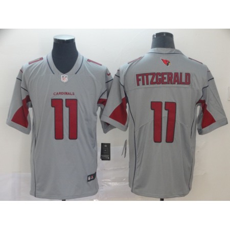 Men's Arizona Cardinals #11 Larry Fitzgerald Silver Inverted Legend Stitched NFL Jersey