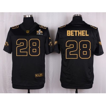Nike Cardinals #28 Justin Bethel Black Pro Line Gold Collection Men's Stitched NFL Elite Jersey