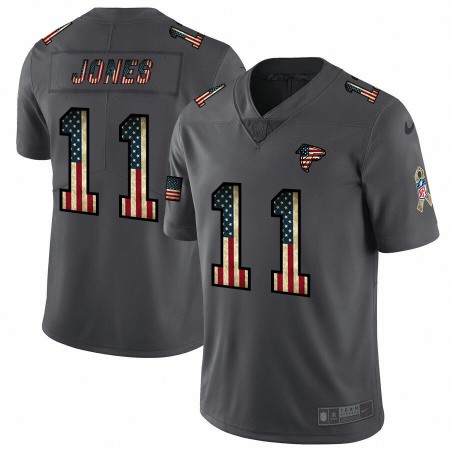 Men's Atlanta Falcons #11 Julio Jones Grey 2019 Salute To Service USA Flag Fashion Limited Stitched NFL Jersey
