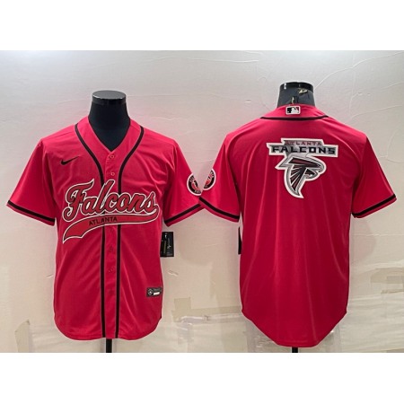 Men's Atlanta Falcons Red Team Big Logo With Patch Cool Base Stitched Baseball Jersey