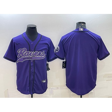 Men's Baltimore Ravens Blank Purple With Patch Cool Base Stitched Baseball Jersey