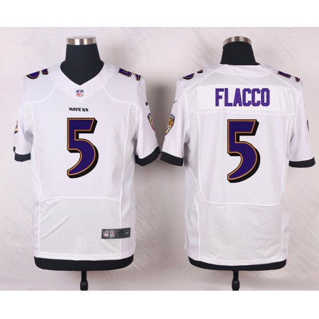 Nike Ravens #5 Joe Flacco White Men's Stitched NFL New Elite Jersey