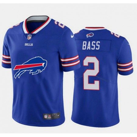 Men's Buffalo Bills #2 Tyler Bass Blue 2020 Team Big Logo Limited Stitched Jersey