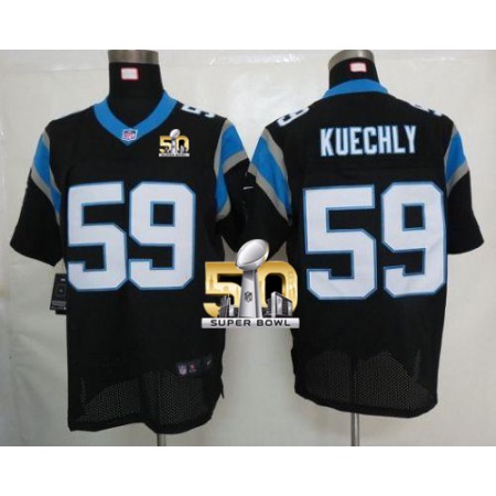 Nike Panthers #59 Luke Kuechly Black Team Color Super Bowl 50 Men's Stitched NFL Elite Jersey