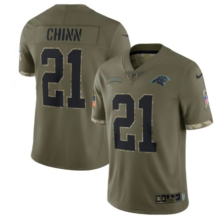 Men's Carolina Panthers #21 Jeremy Chinn Olive 2022 Salute To Service Limited Stitched Jersey