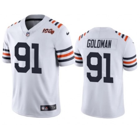 Men's Chicago Bears #91 Eddie Goldman White 2019 100th Season Vapor Untouchable Limited NFL Jersey