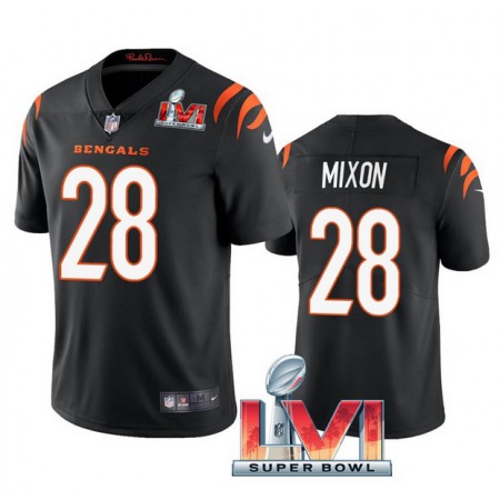 Men's Cincinnati Bengals #28 Joe Mixon 2022 Black Super Bowl LVI Vapor Limited Stitched Jersey