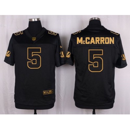 Nike Bengals #5 AJ McCarron Black Men's Stitched NFL Elite Pro Line Gold Collection Jersey