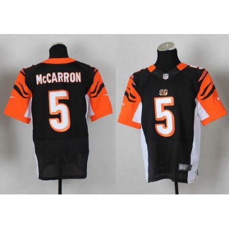 Nike Bengals #5 AJ McCarron Black Team Color Men's Stitched NFL Elite Jersey