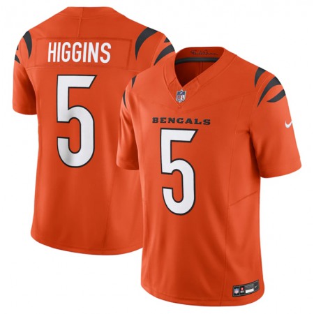 Men's Cincinnati Bengals #5 Tee Higgins Orange 2023 F.U.S.E. Vapor Untouchable Limited Stitched Jersey