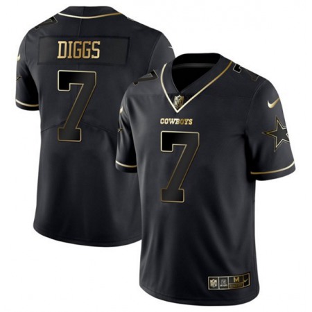 Men's Dallas Cowboys #7 Trevon Diggs Black Golden Edition Limited Stitched Jersey