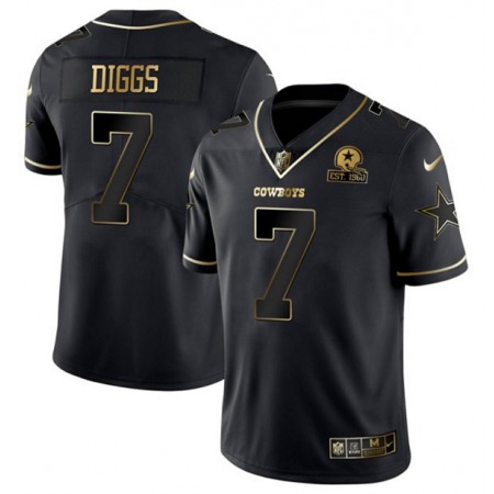 Men's Dallas Cowboys #7 Trevon Diggs Black Golden Edition With 1960 Patch Limited Stitched Jersey