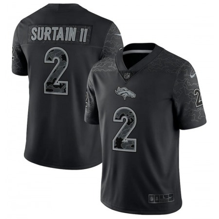 Men's Denver Broncos #2 Patrick Surtain II Black Reflective Limited Stitched Football Jersey