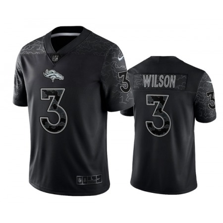 Men's Denver Broncos #3 Russell Wilson Black Reflective Limited Stitched Football Jersey