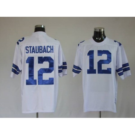 Mitchell & Ness Cowboys #12 Roger Staubach White Stitched Throwback NFL Jersey