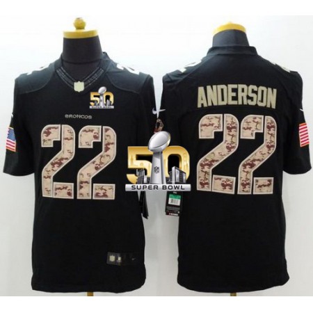 Nike Broncos #22 C.J. Anderson Black Super Bowl 50 Men's Stitched NFL Limited Salute to Service Jersey