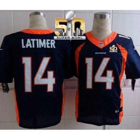 Nike Broncos #14 Cody Latimer Navy Blue Alternate Super Bowl 50 Men's Stitched NFL New Elite Jersey