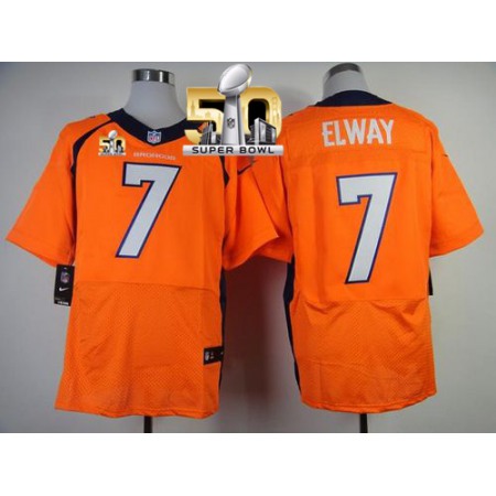 Nike Broncos #7 John Elway Orange Team Color Super Bowl 50 Men's Stitched NFL New Elite Jersey