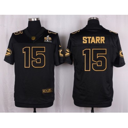 Nike Packers #15 Bart Starr Black Men's Stitched NFL Elite Pro Line Gold Collection Jersey