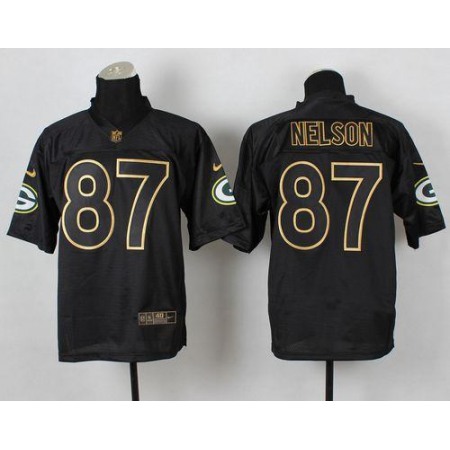 Nike Packers #87 Jordy Nelson Black Gold No. Fashion Men's Stitched NFL Elite Jersey