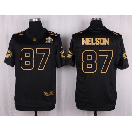 Nike Packers #87 Jordy Nelson Black Men's Stitched NFL Elite Pro Line Gold Collection Jersey