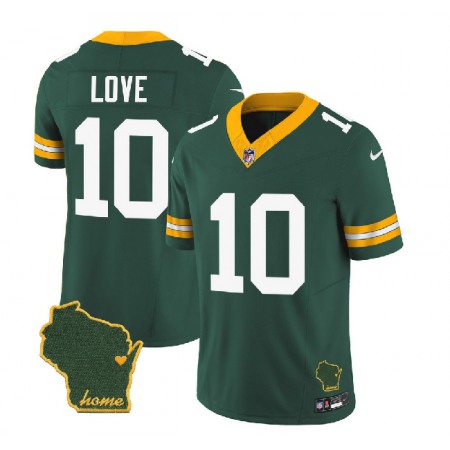 Men's Green Bay Packers #10 Jordan Love Green 2023 F.U.S.E. Home Patch Vapor Untouchable Limited Stitched Jersey