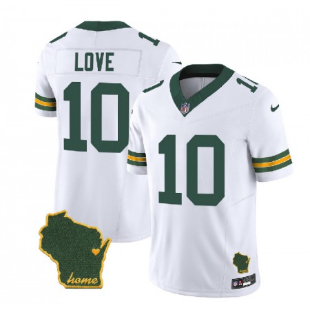 Men's Green Bay Packers #10 Jordan Love White 2023 F.U.S.E. Home Patch Vapor Untouchable Limited Stitched Jersey
