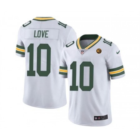 Men's Green Bay Packers #10 Jordan Love White Vapor Limited Throwback Stitched Football Jersey